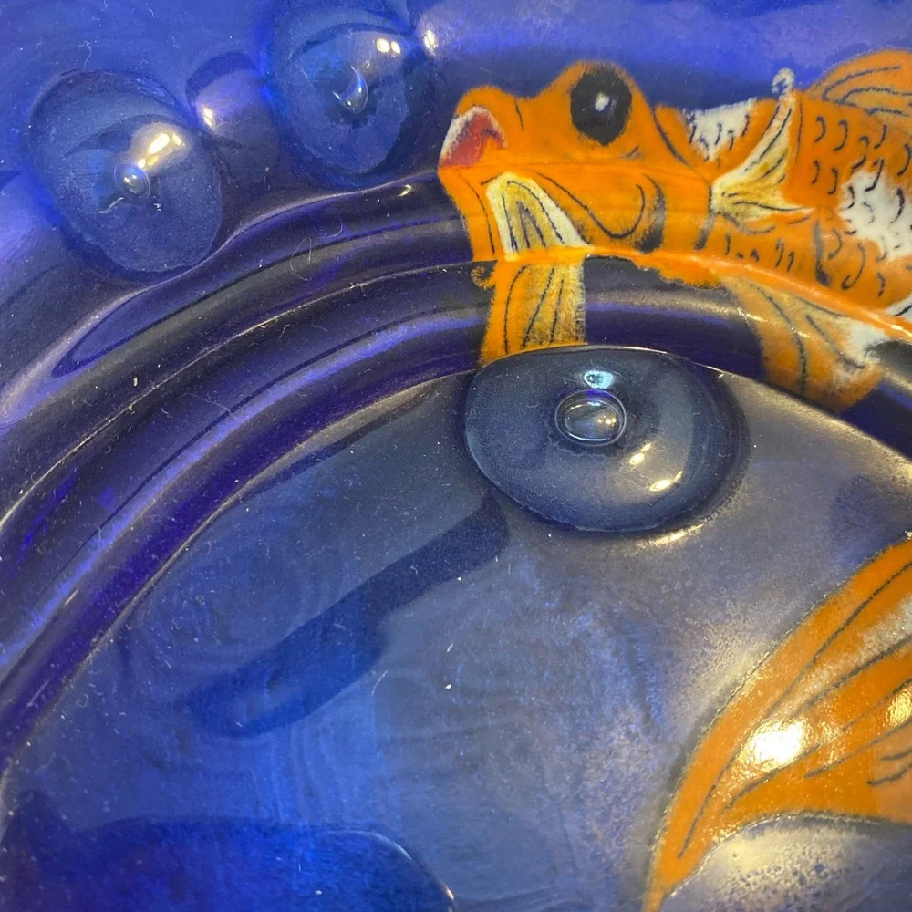 Blue and Orange Fish Decor with Flowing Fin